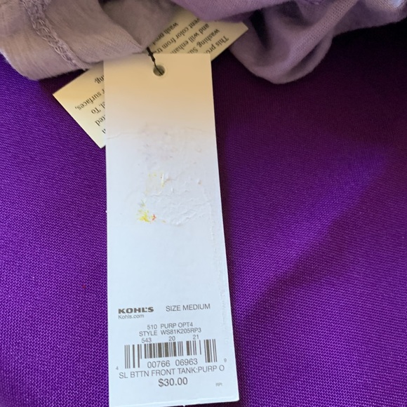 💜NWT women’s purple ombré sleeveless flowy button up shirt by Sonoma💜 - Picture 7 of 7